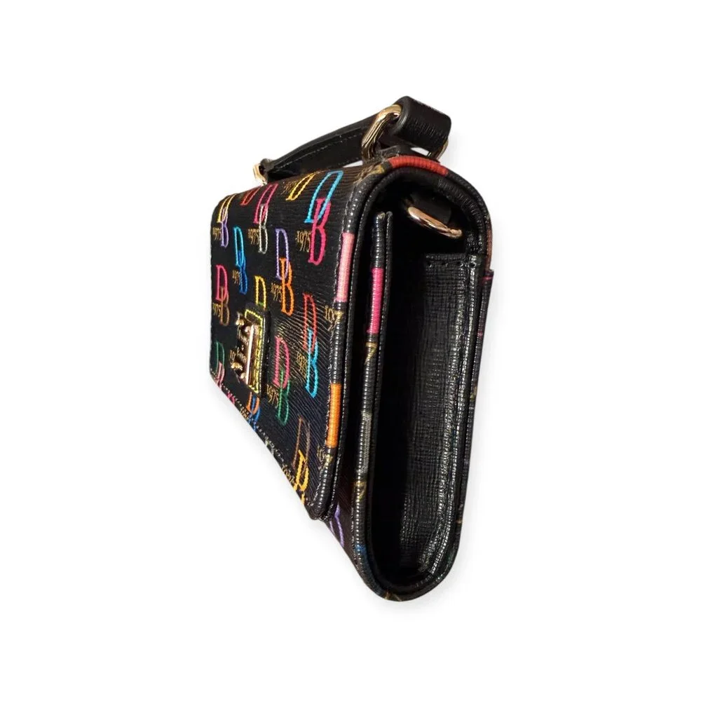 Dooney & Bourke DB 1975 Multicolor Monogram Wallet on Chain | Black - Picture 3 of 8